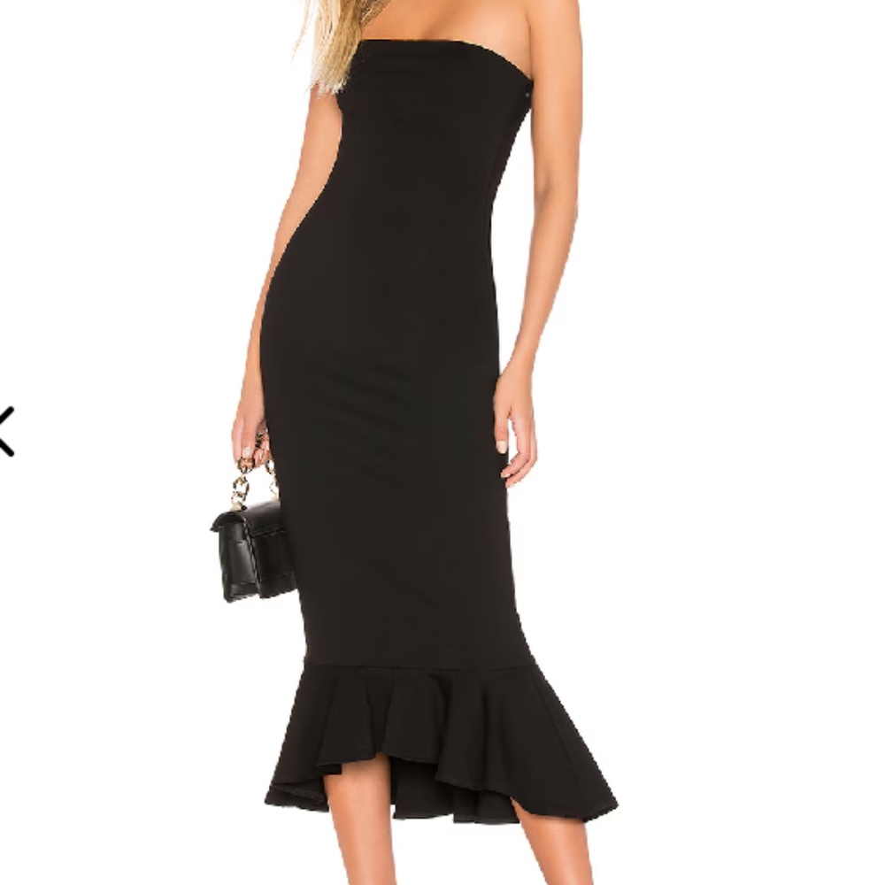 Superdown Black Strapless Ruffle Dress